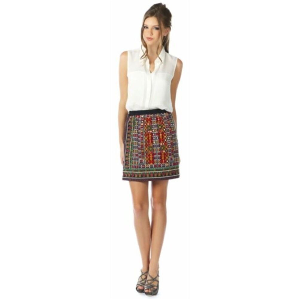 Anthropologie Tolani Michelle Black Mirrored‎ Skirt Women's Size Medium